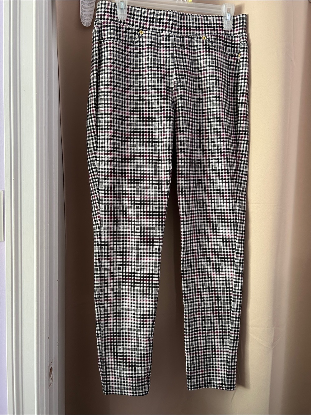 MICHAEL Michael Kors Black and White Houndstooth Skinny Pants
